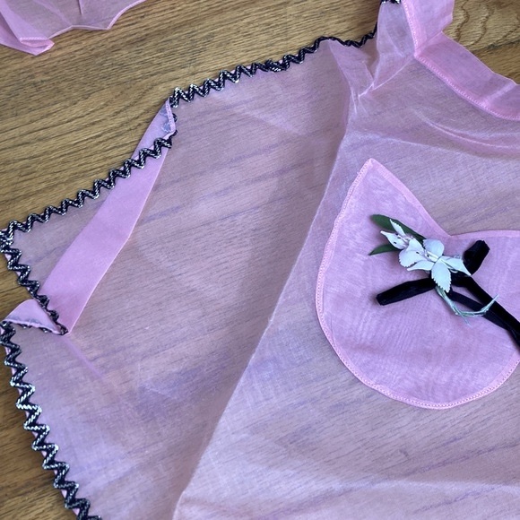 Vintage 50s Pink Flower Hostess Cocktail Tea Apron - Picture 6 of 6